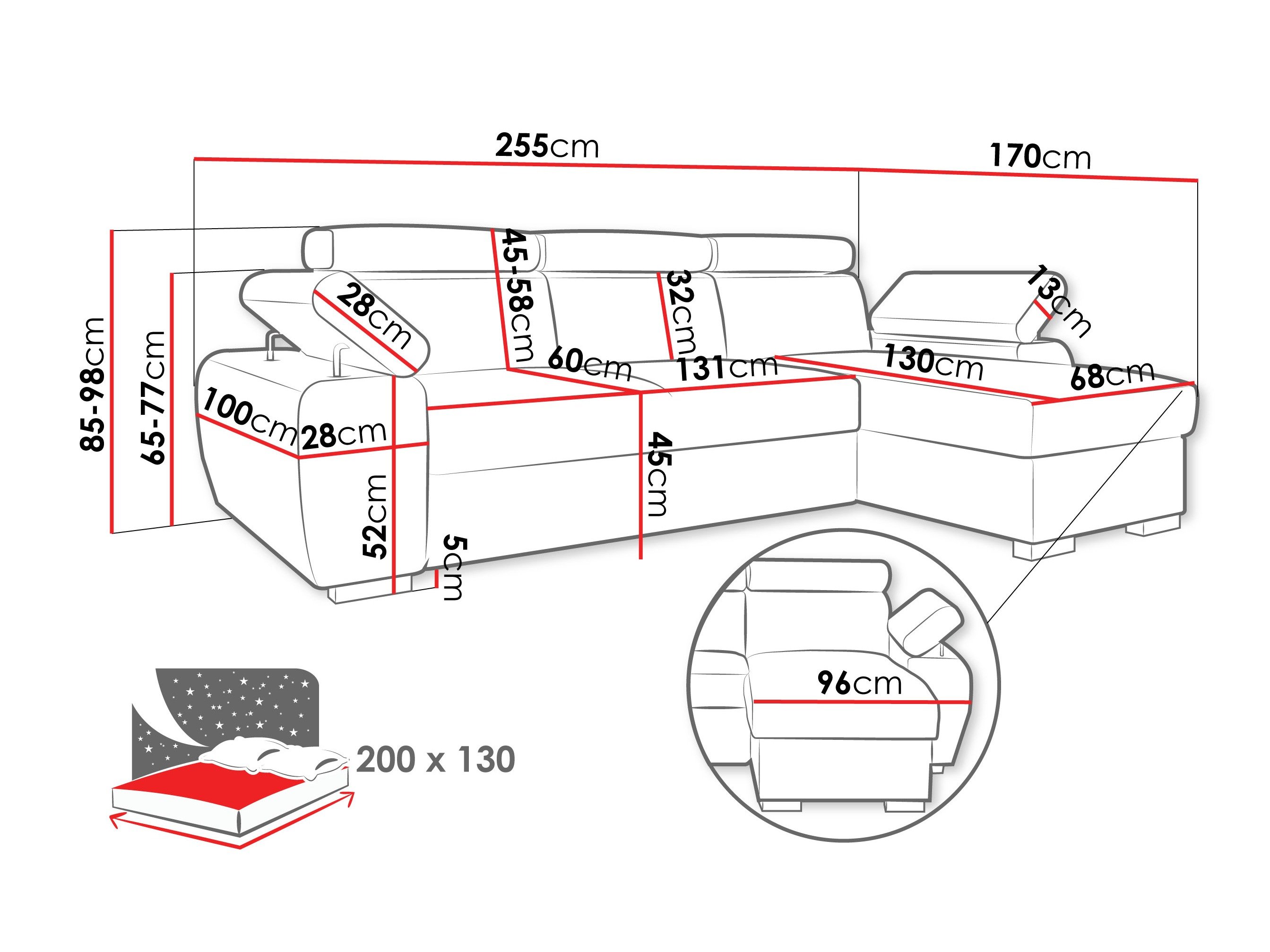 Canapé d'angle Columbus 252 (Lumo 65)