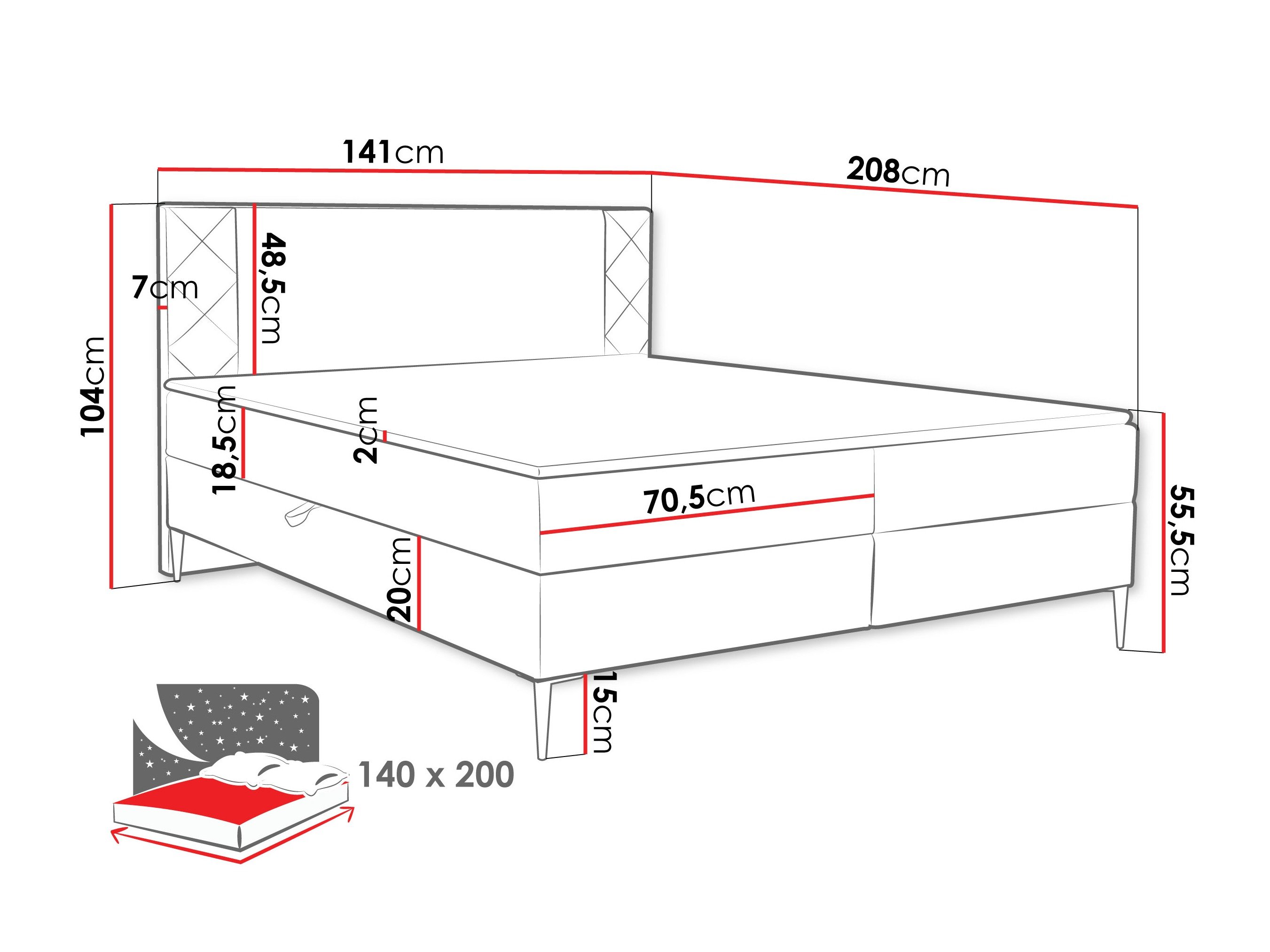 Lit boxspring Providence 200 (Polo 872)