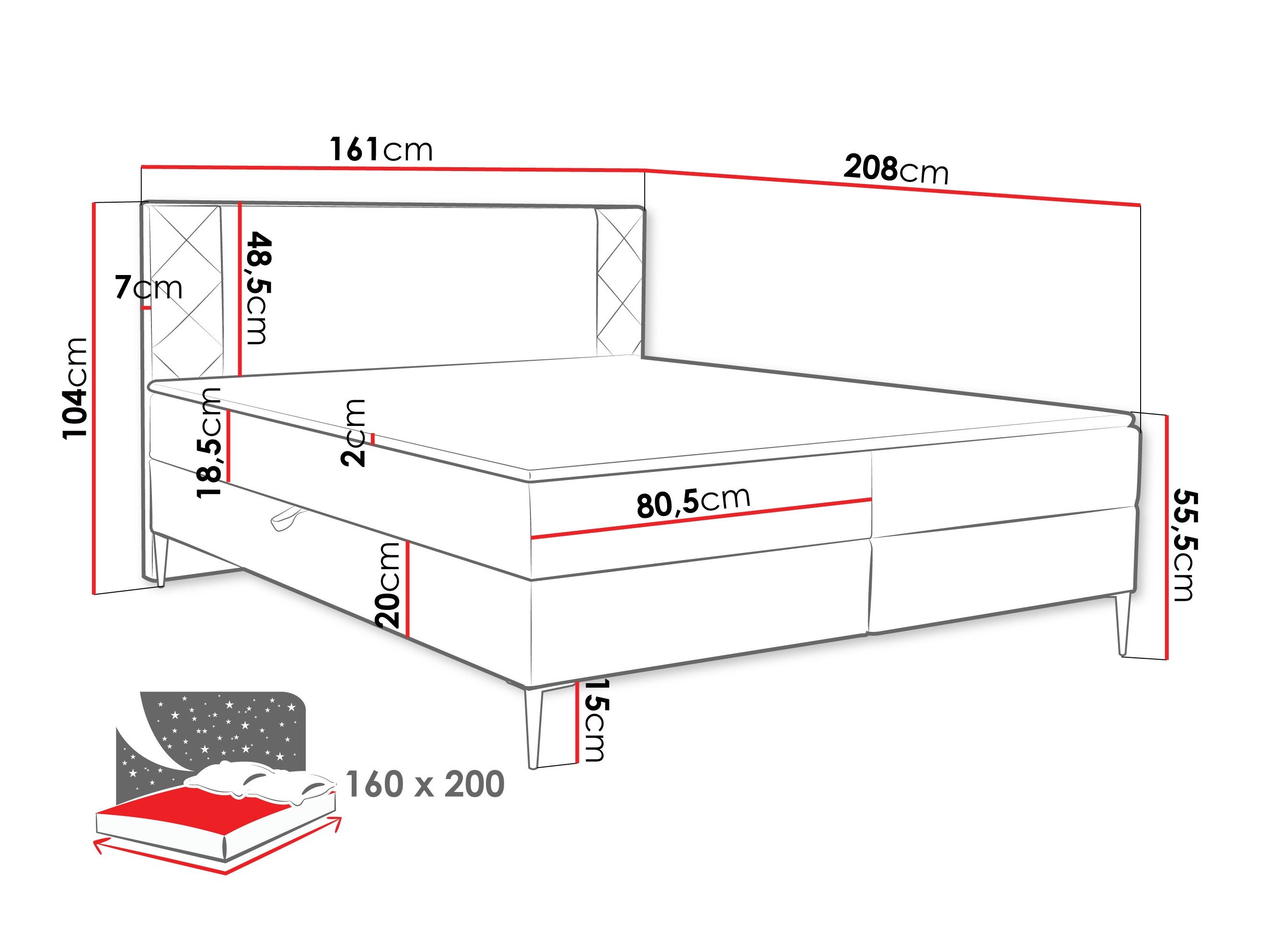 Lit boxspring Providence 200 (Polo 872)
