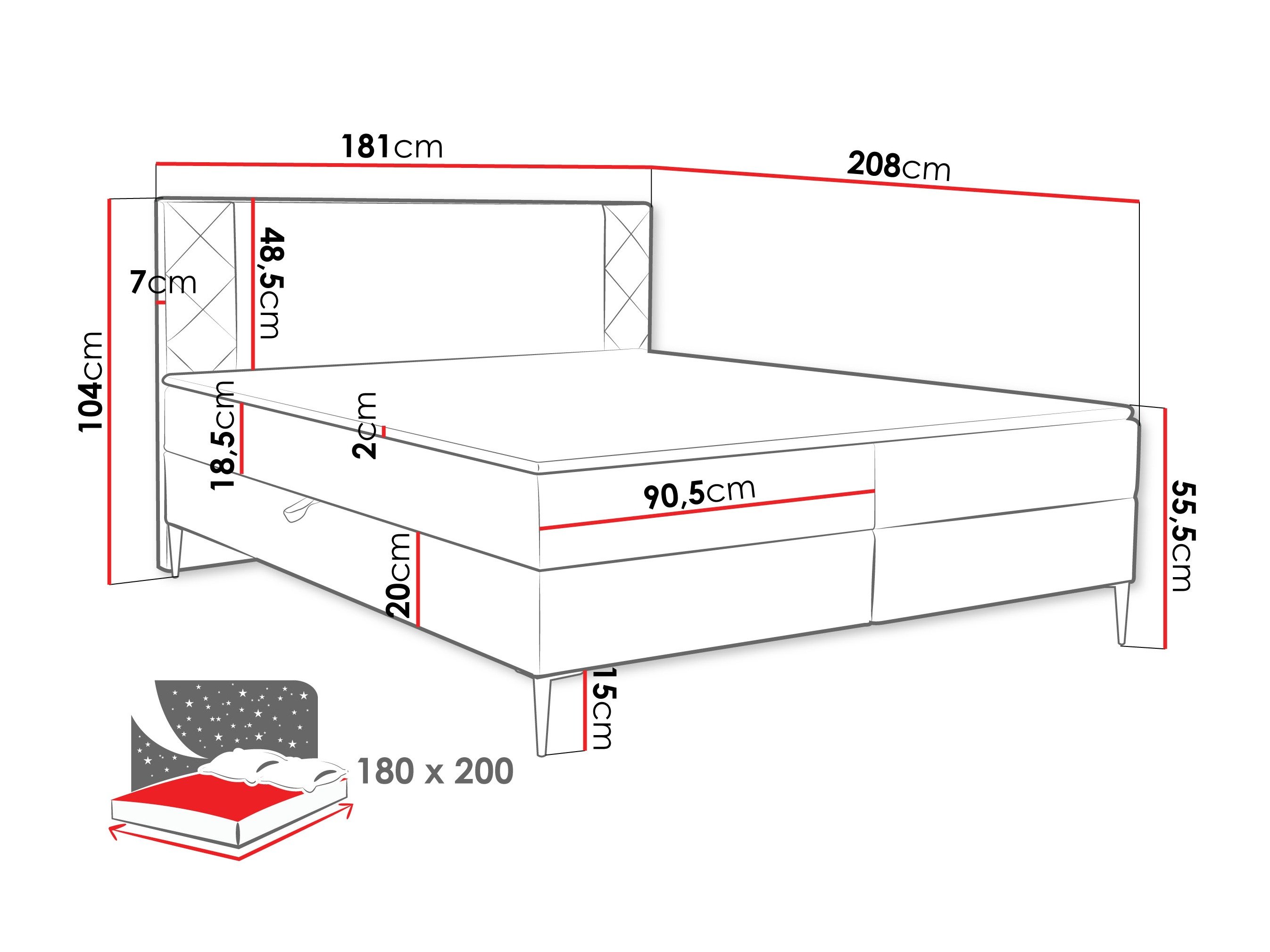 Lit boxspring Providence 200 (Polo 872)