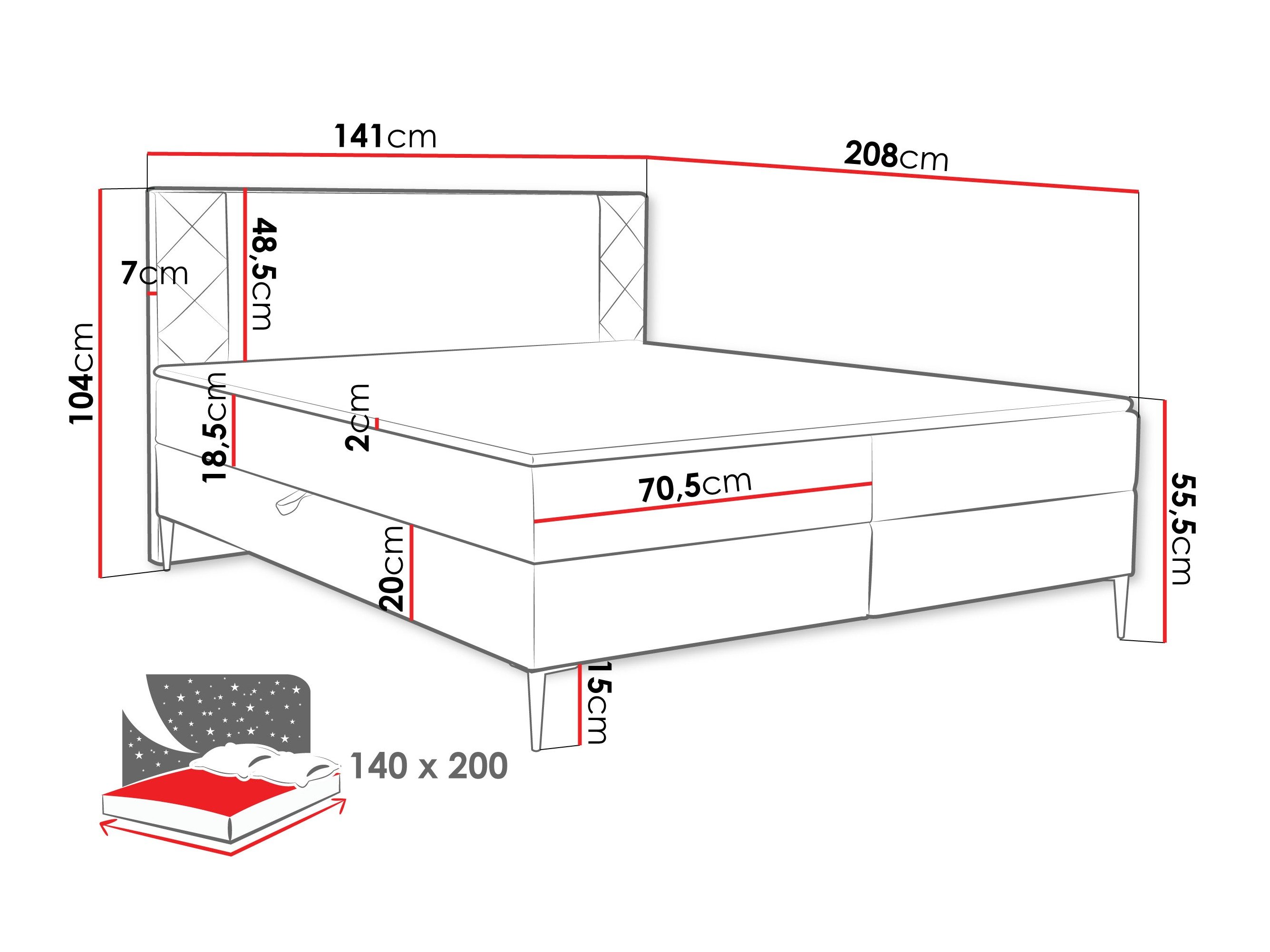 Lit boxspring Providence 200 (Polo 875)