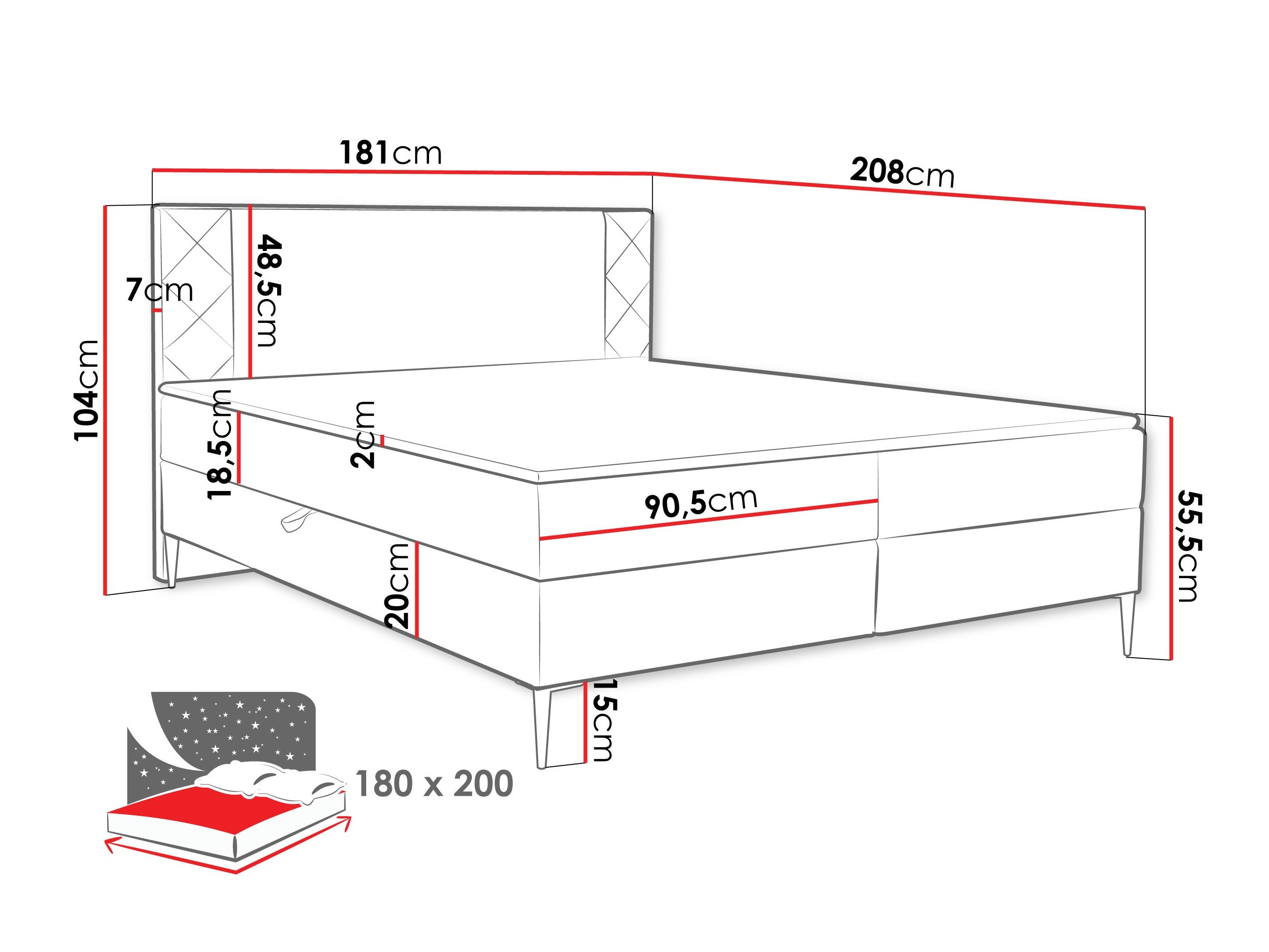 Lit boxspring Providence 200 (Polo 875)
