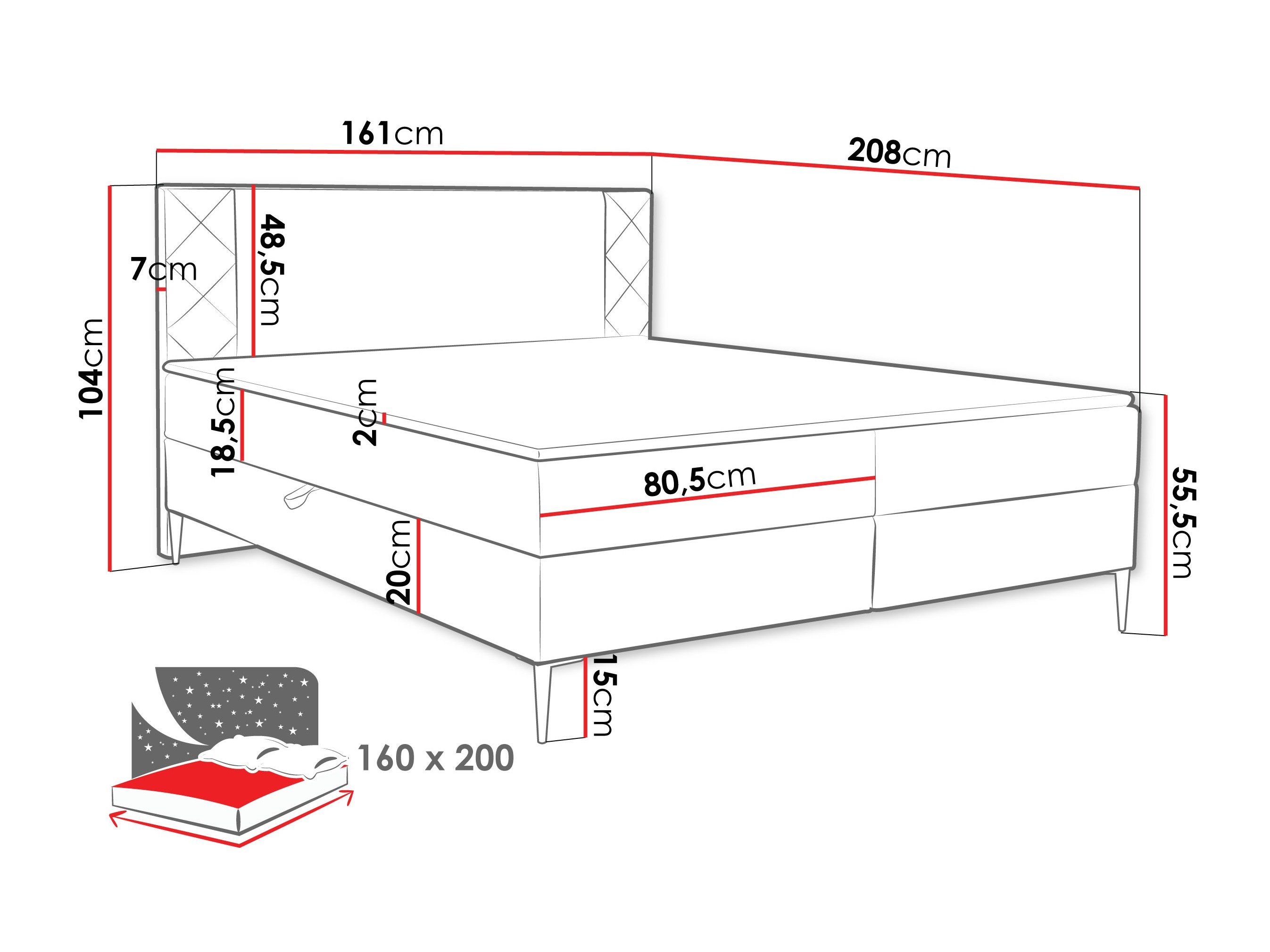 Lit boxspring Providence 200 (Polo 877)