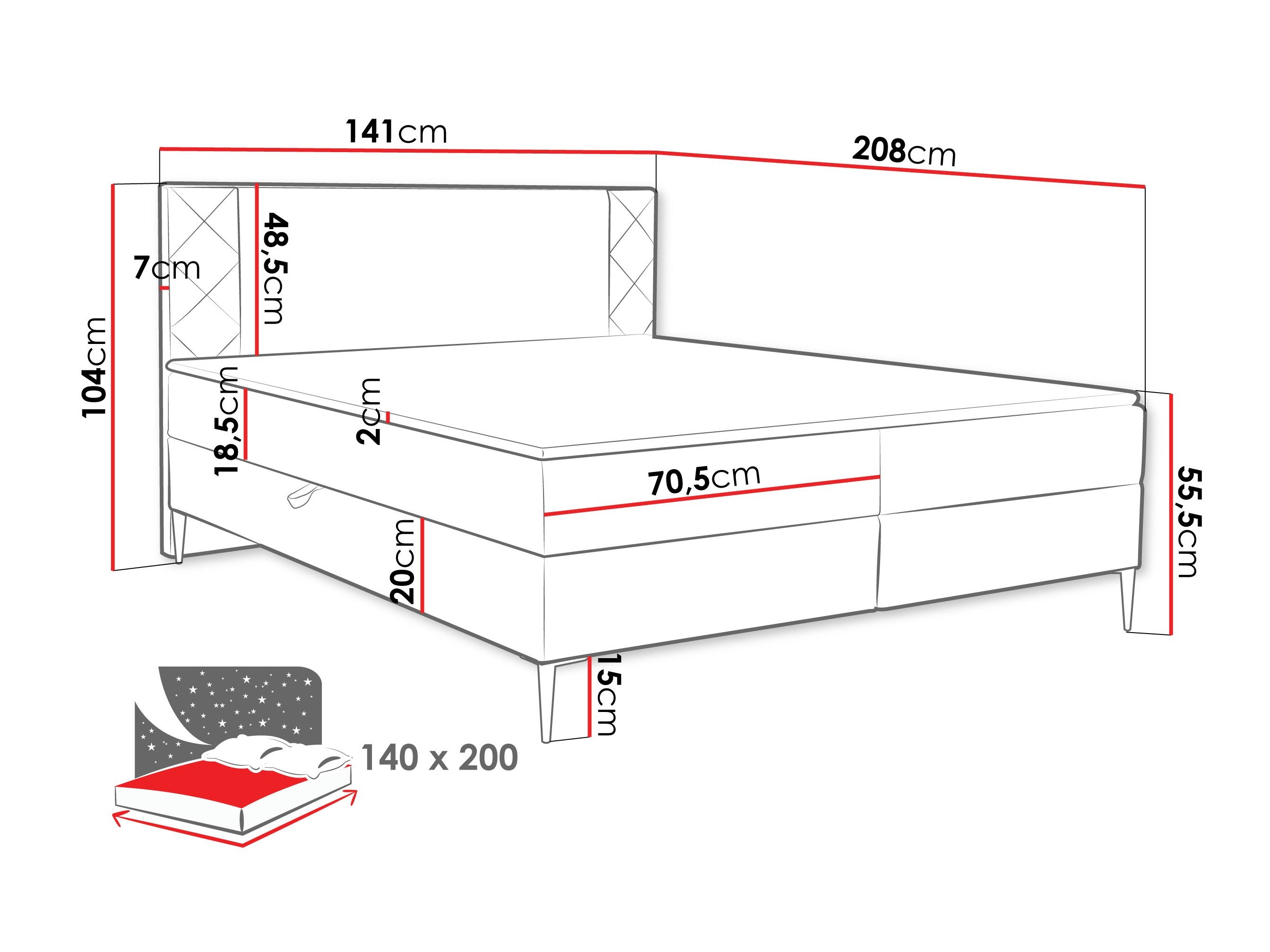 Lit boxspring Providence 200 (Polo 894)