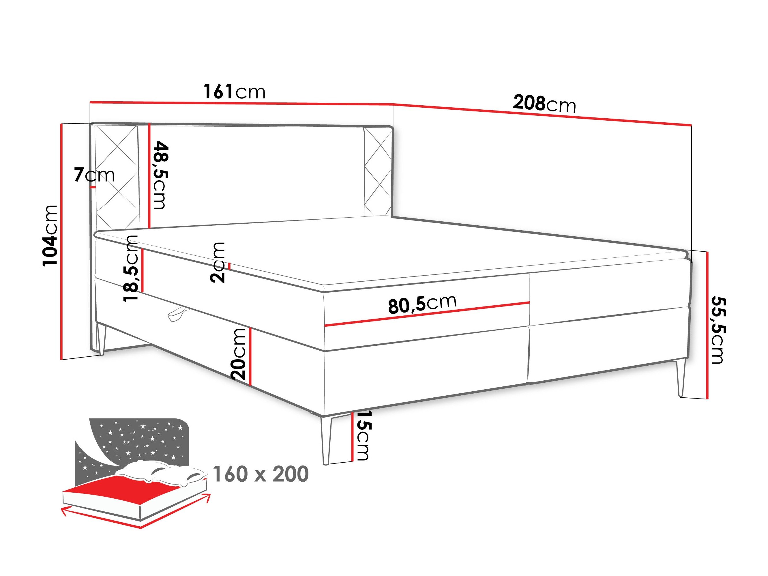 Lit boxspring Providence 200 (Polo 894)