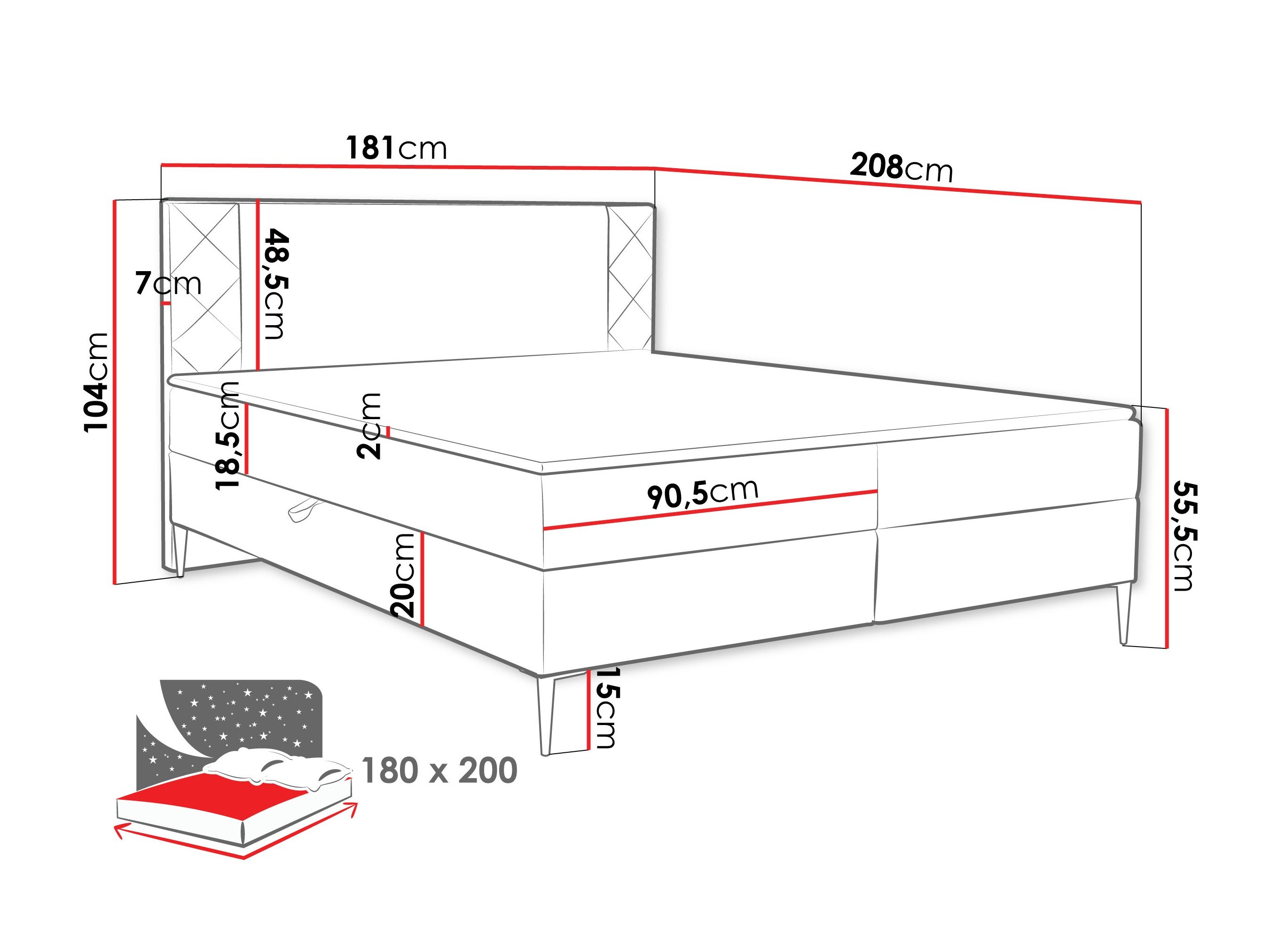 Lit boxspring Providence 200 (Polo 894)