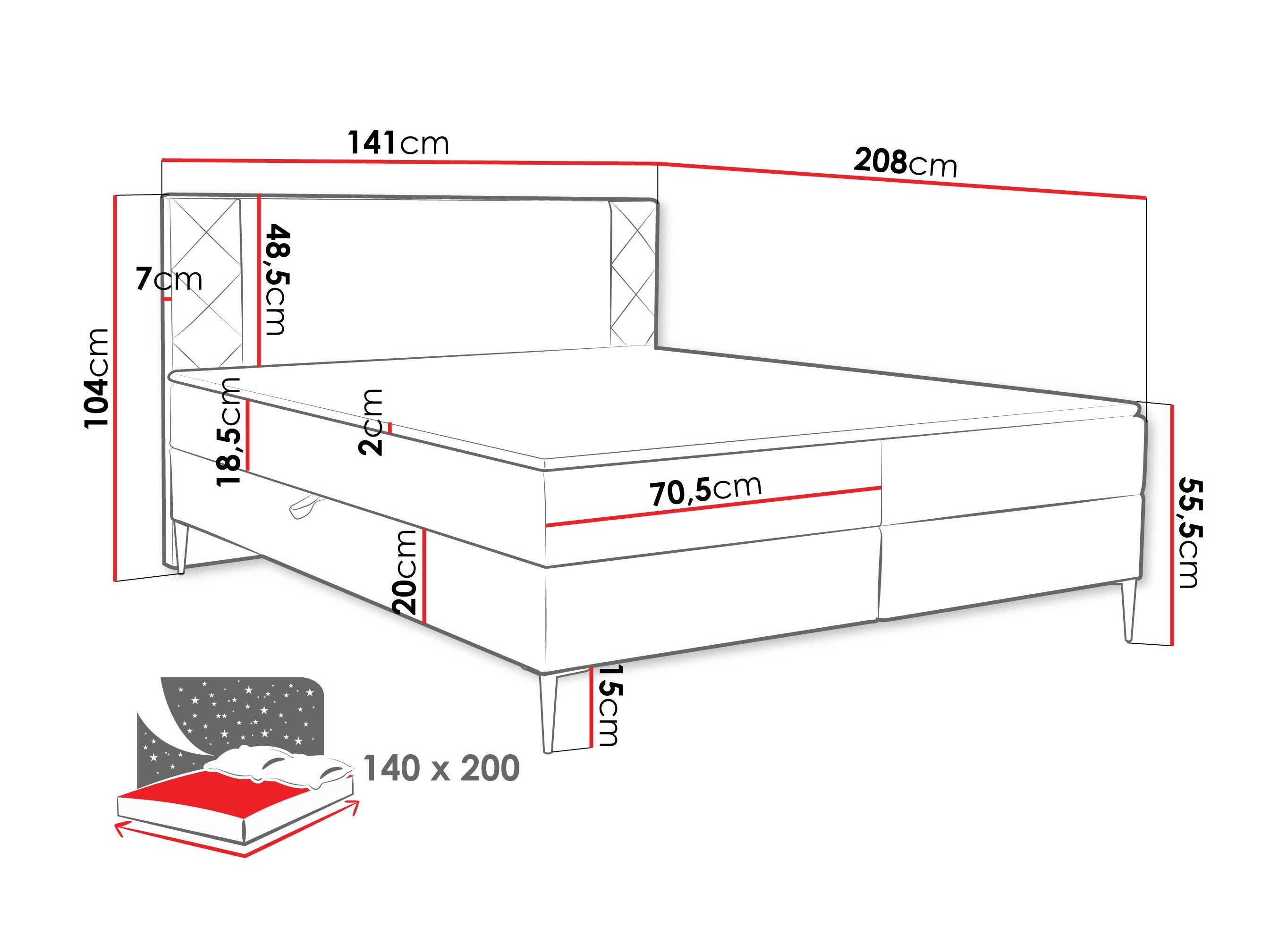 Lit boxspring Providence 200 (Polo 897)