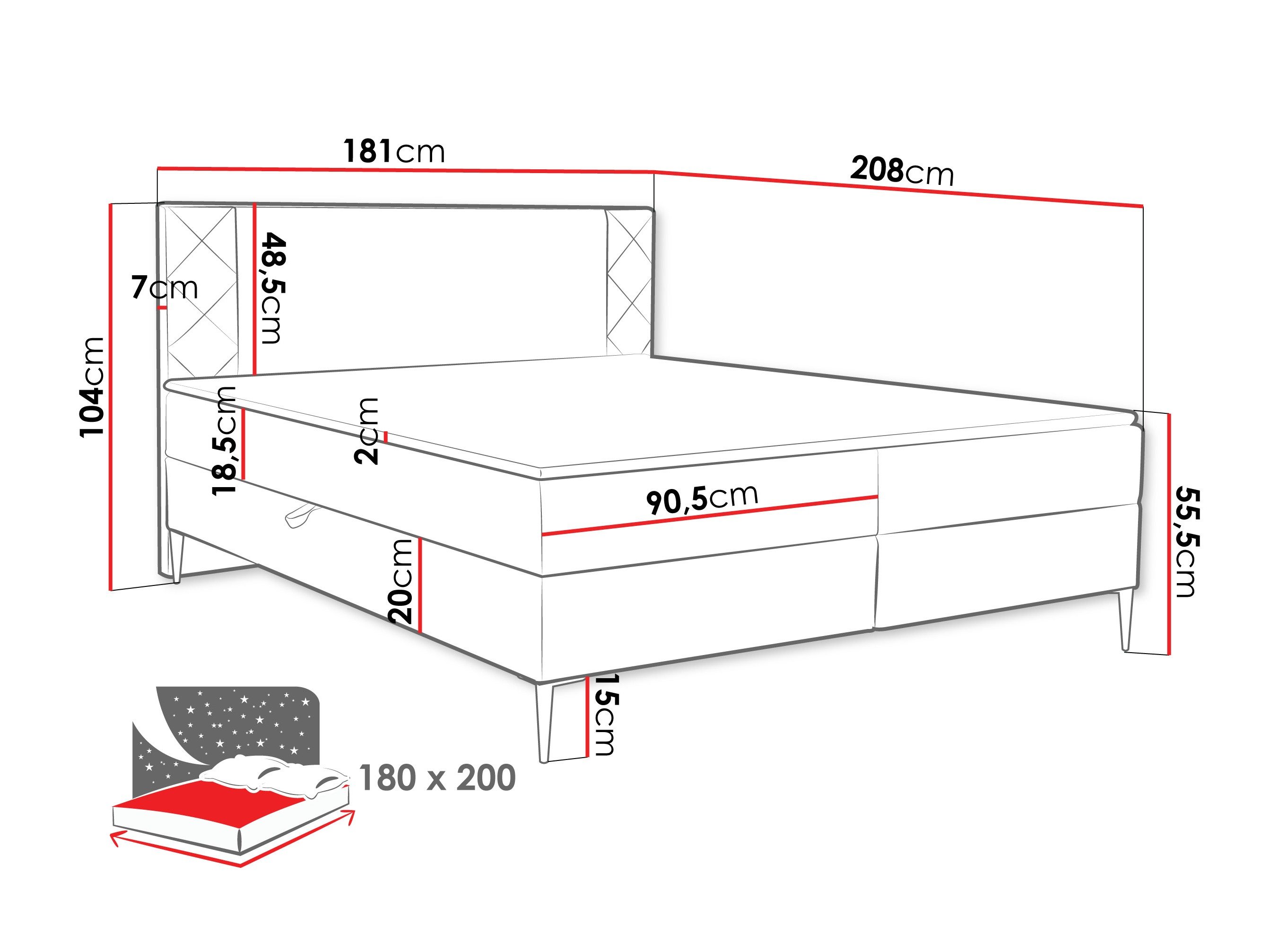 Lit boxspring Providence 200 (Polo 897)