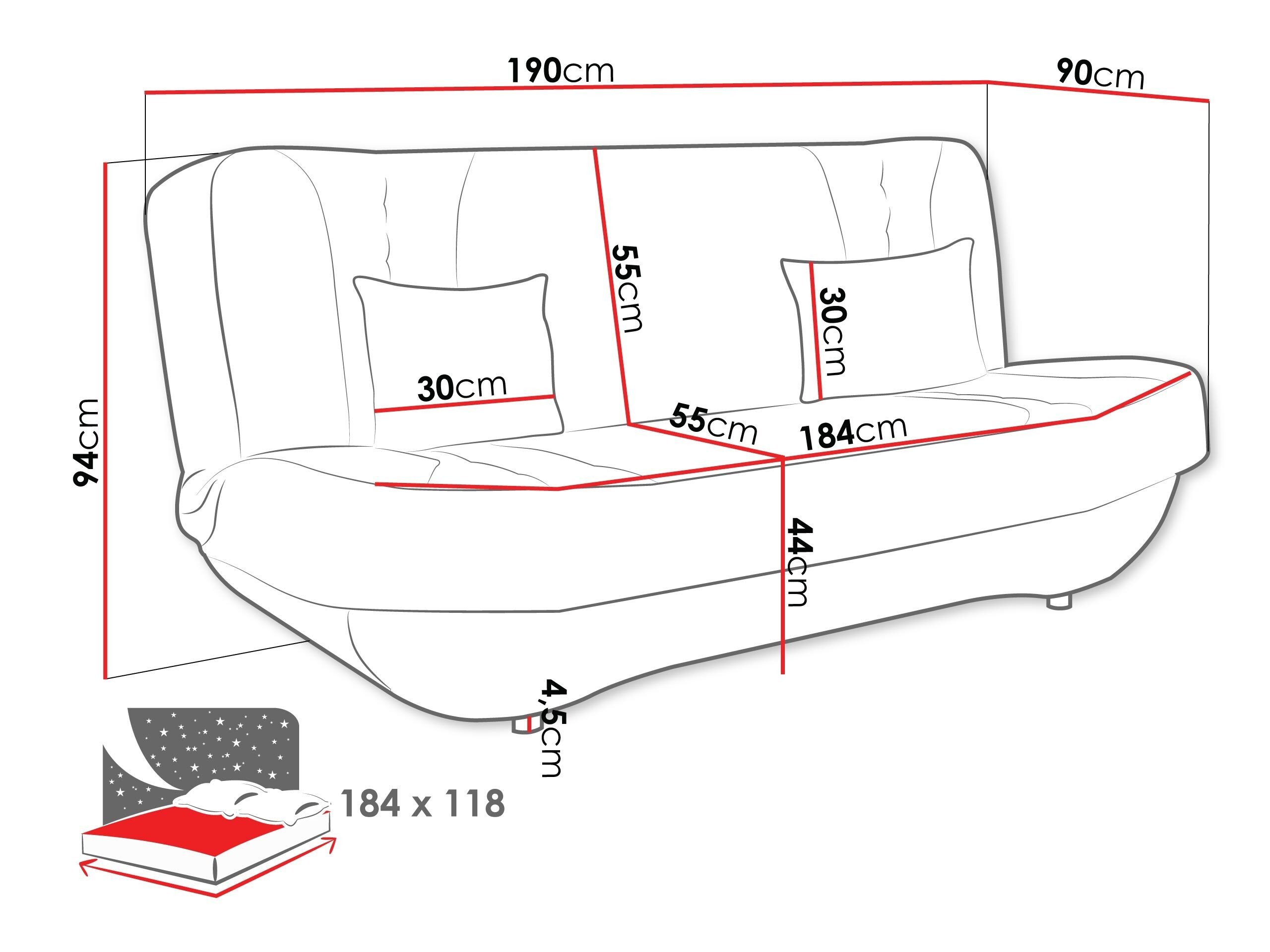 Canapé convertible Comfivo Cervus (Alova 68 + Alova 07)