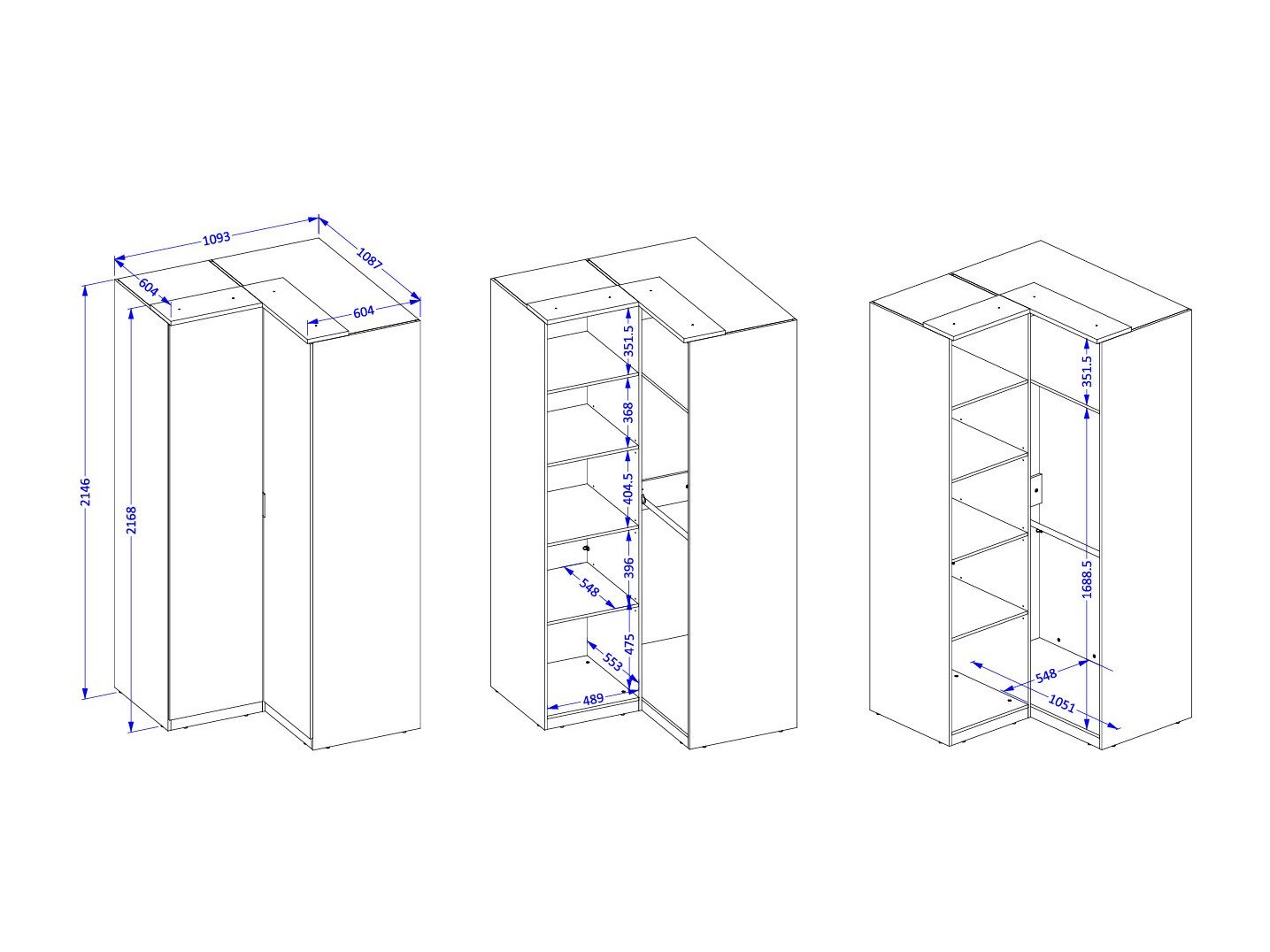 Armoire d'angle Nolcala 107 (Chêne + Eucalyptus)