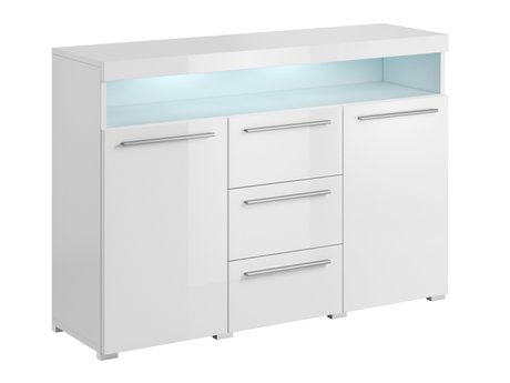 Commode Torvire 110 (Blanc + Blanc brillant)