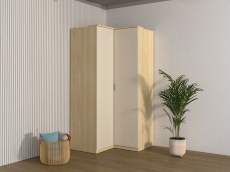 Armoire d'angle Nolcala 107 (Chêne + Beige)