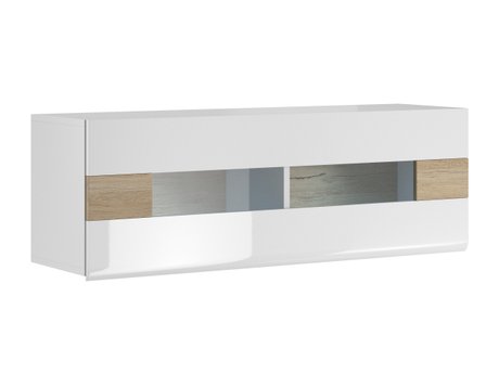Armoire murale Torsone 116 (Blanc + Blanc brillant + Chêne de san remo)