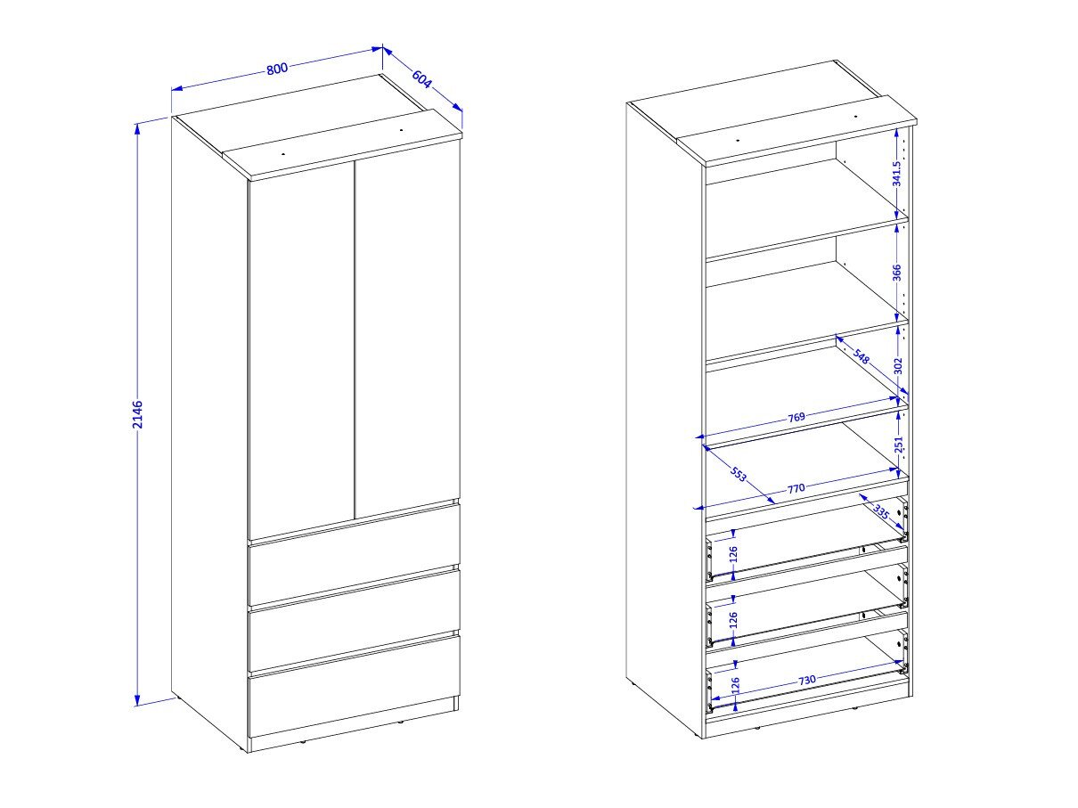 Armoire Nolcala 110 (Chêne + Eucalyptus)