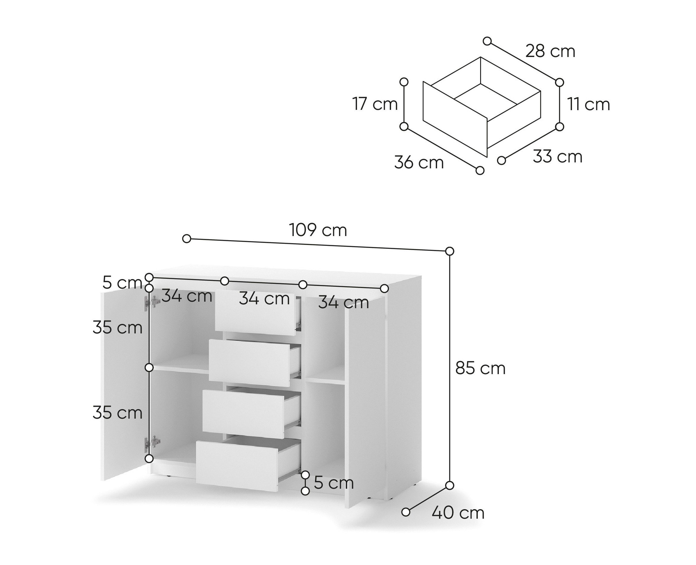 Commode Cirdelu 105 (Blanc)