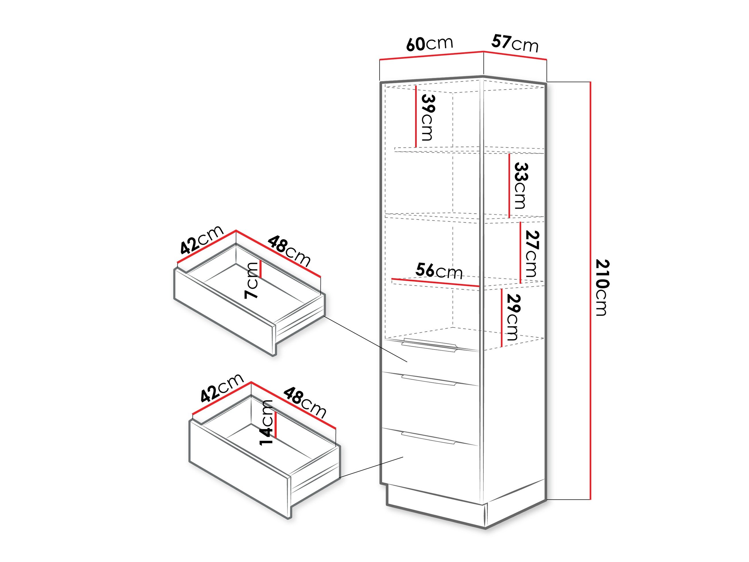 Armoire modulaire avec tiroirs et portes Sole 132