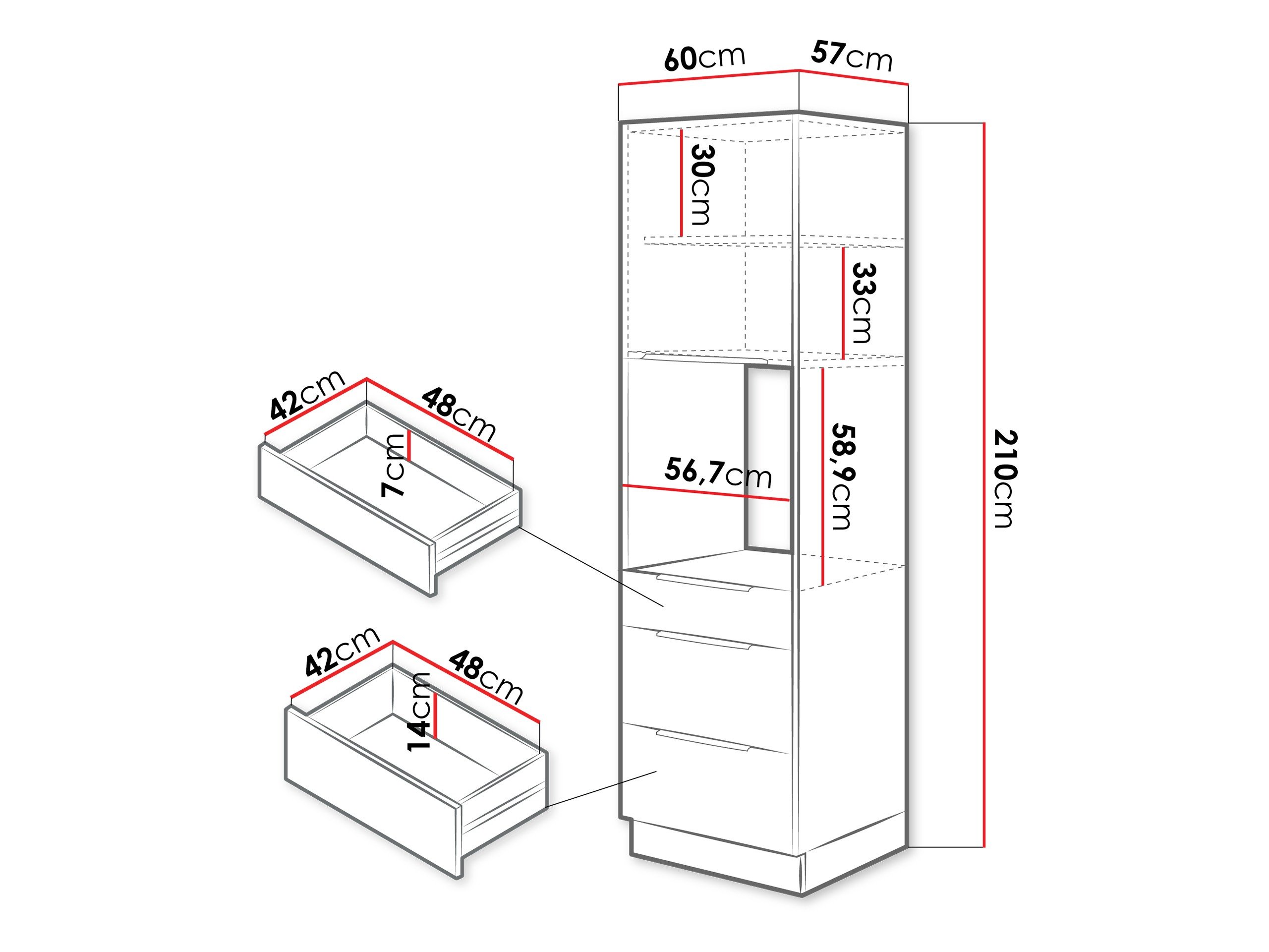 Armoire modulaire pour appareils intégrés Sole 135