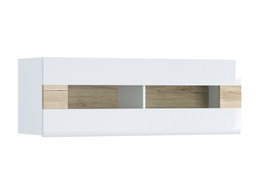 Armoire murale Torsone 116 (Blanc + Blanc brillant + Chêne de san remo)
