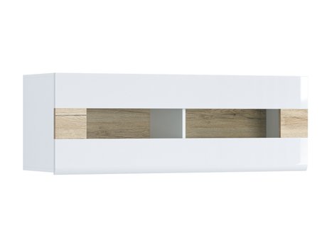 Armoire murale Torsone 116 (Blanc + Blanc brillant + Chêne de san remo)