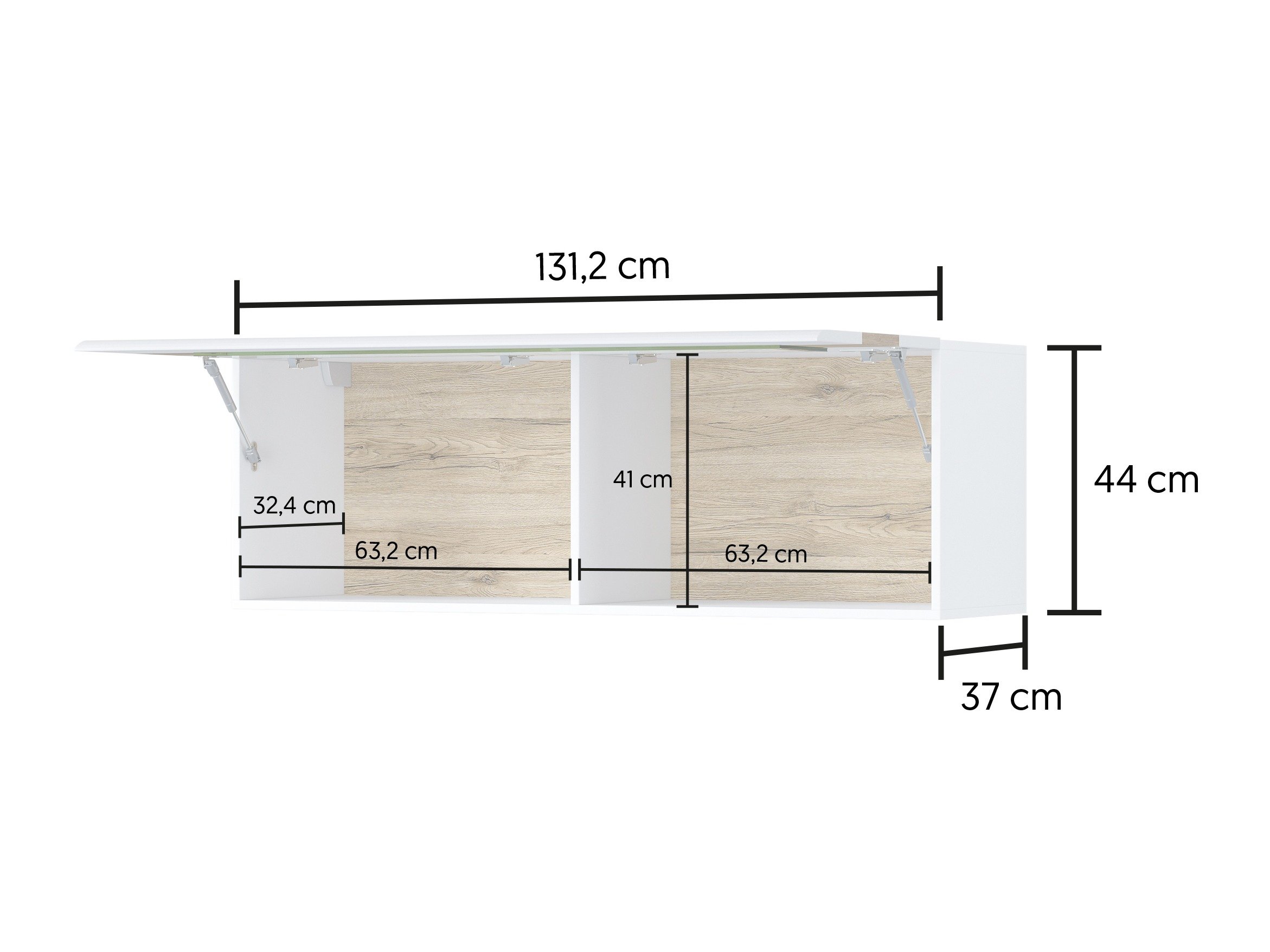 Armoire murale Torsone 116 (Blanc + Blanc brillant + Chêne de san remo)