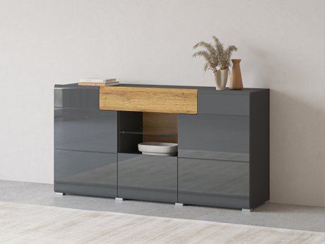 Commode Torsone 108 (Anthracite + Gloss anthracite + Grandson chêne)