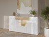 Commode Torsone 108 (Blanc + Blanc brillant + Chêne de san remo)