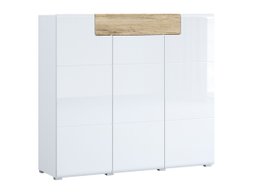 Commode Torsone 112 (Blanc + Blanc brillant + Chêne de san remo)