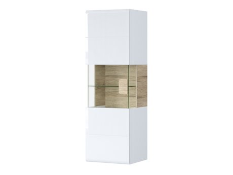 Étagère murale Torsone 109 (Blanc + Blanc brillant + Chêne de san remo)