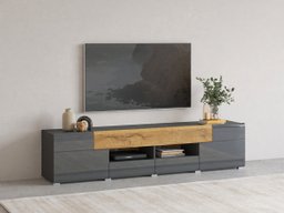 Meuble TV Torsone 113 (Anthracite + Gloss anthracite + Grandson chêne)