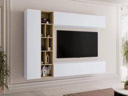 Ensemble de salon Comfivo Natura (Blanc + Chêne Artisan)