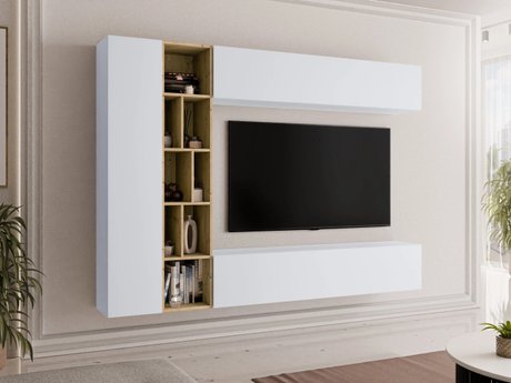 Ensemble de salon Comfivo Natura (Blanc + Chêne Artisan)