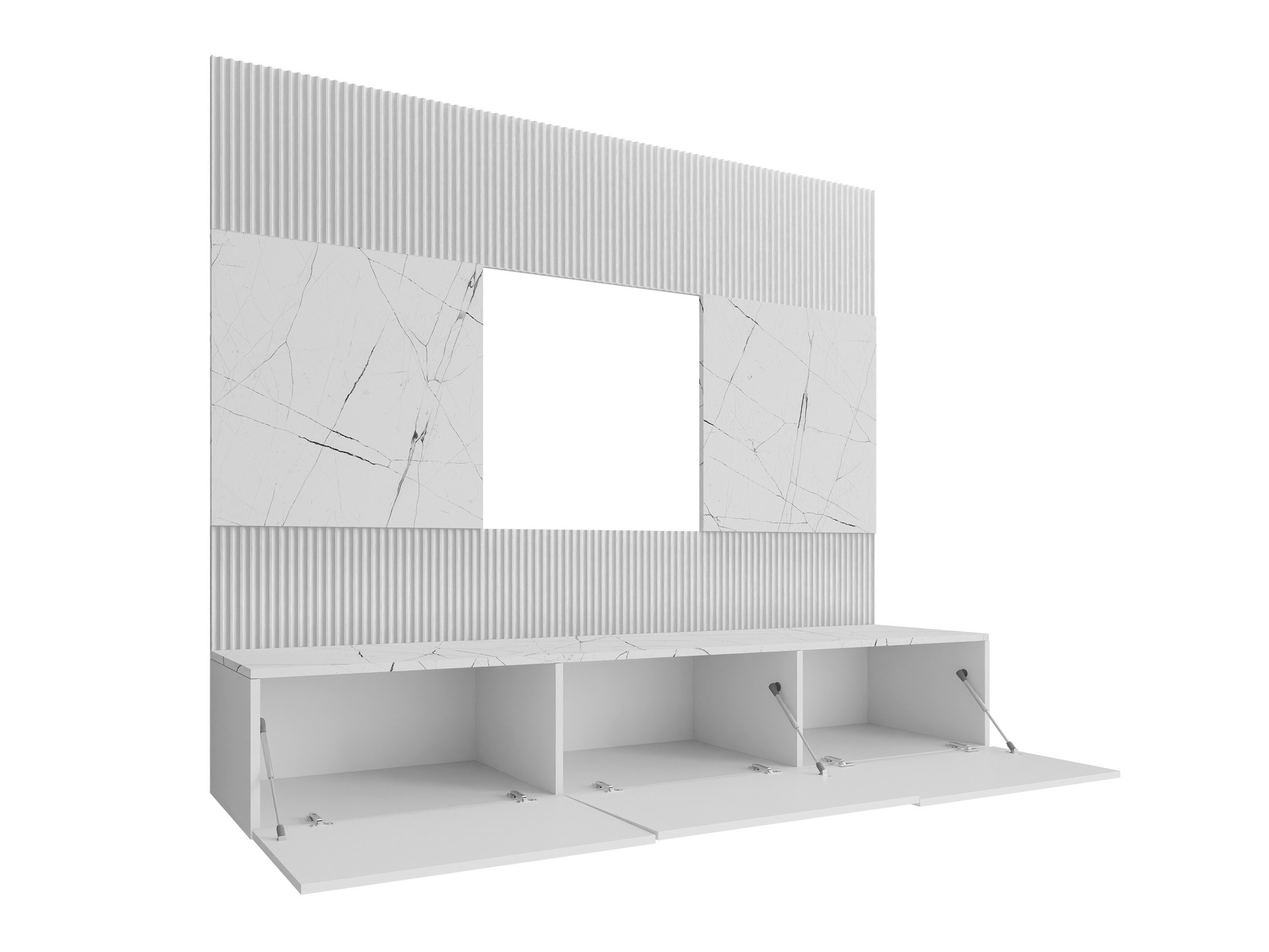 Ensemble de salon Comfivo Salix I (Noir + Marbre noir)