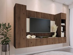 Ensemble de salon Comfivo Salix IV (Noyer + Travertin clair)