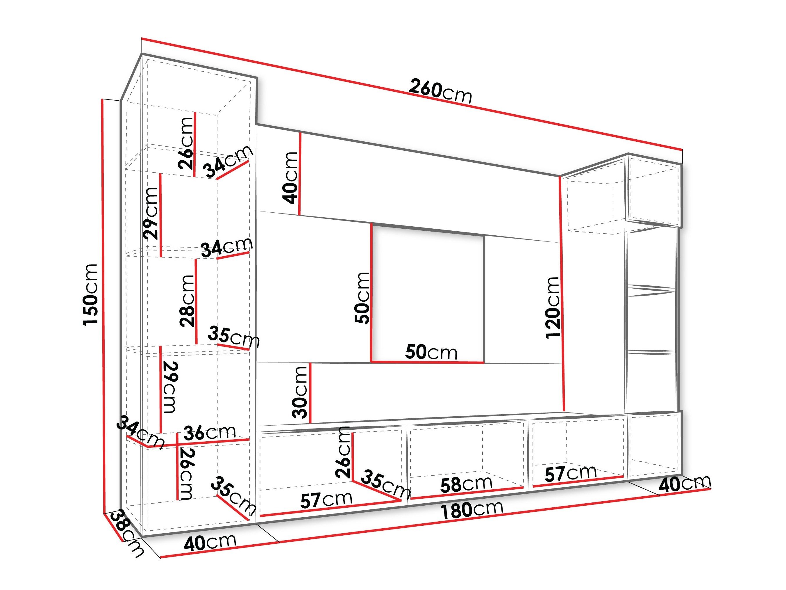 Ensemble de salon Comfivo Salix IV (Noyer + Travertin clair)