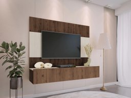 Ensemble de salon Comfivo Salix (Noyer + Travertin clair)