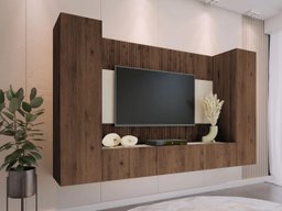 Ensemble de salon Comfivo Salix V (Noyer + Travertin clair)