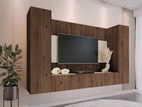 Ensemble de salon Comfivo Salix V (Noyer + Travertin clair)