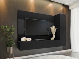 Ensemble de salon Comfivo Salix VI (Noir + Marbre noir)
