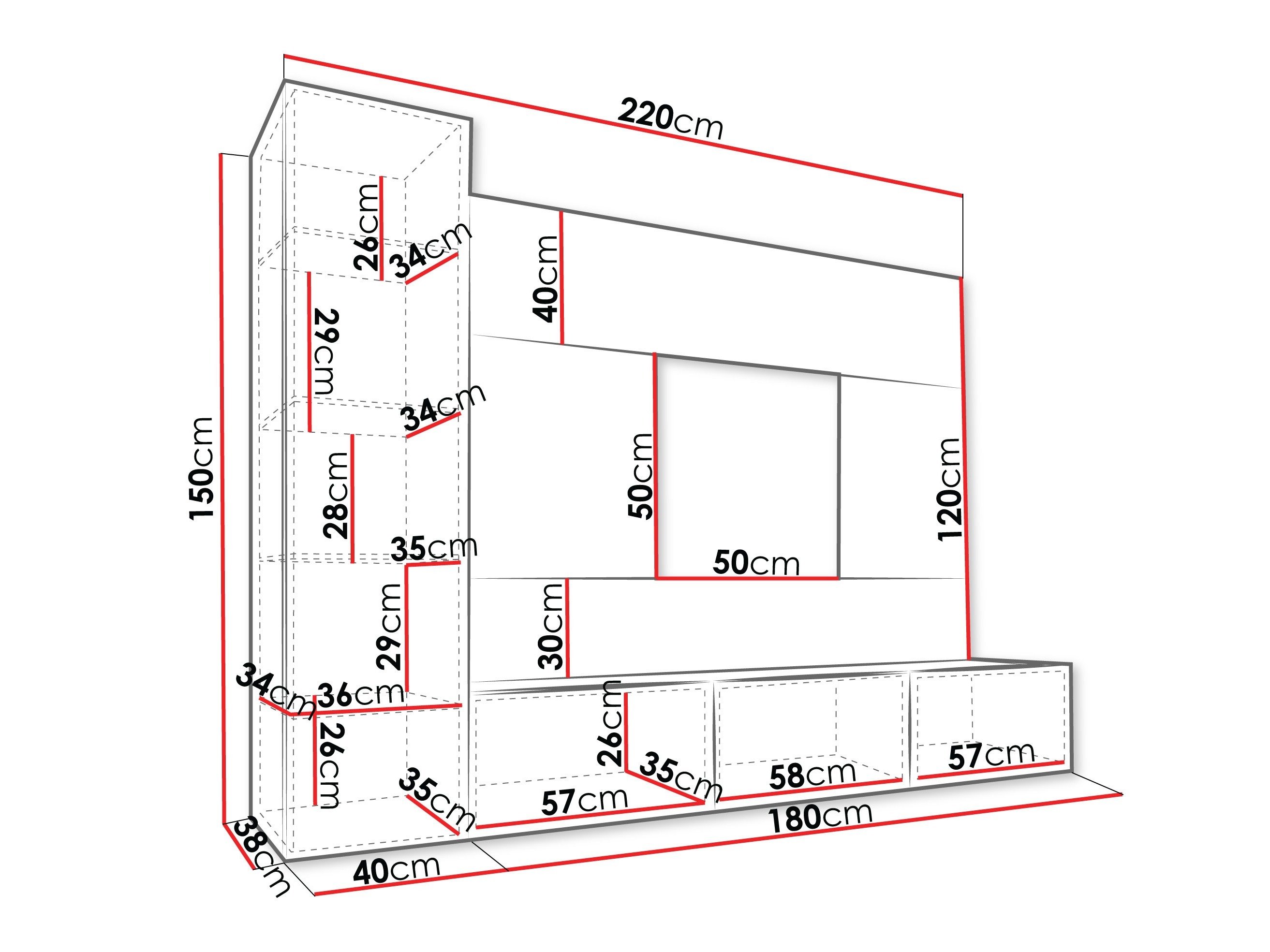 Ensemble de salon Comfivo Salix VI (Noyer + Travertin clair)