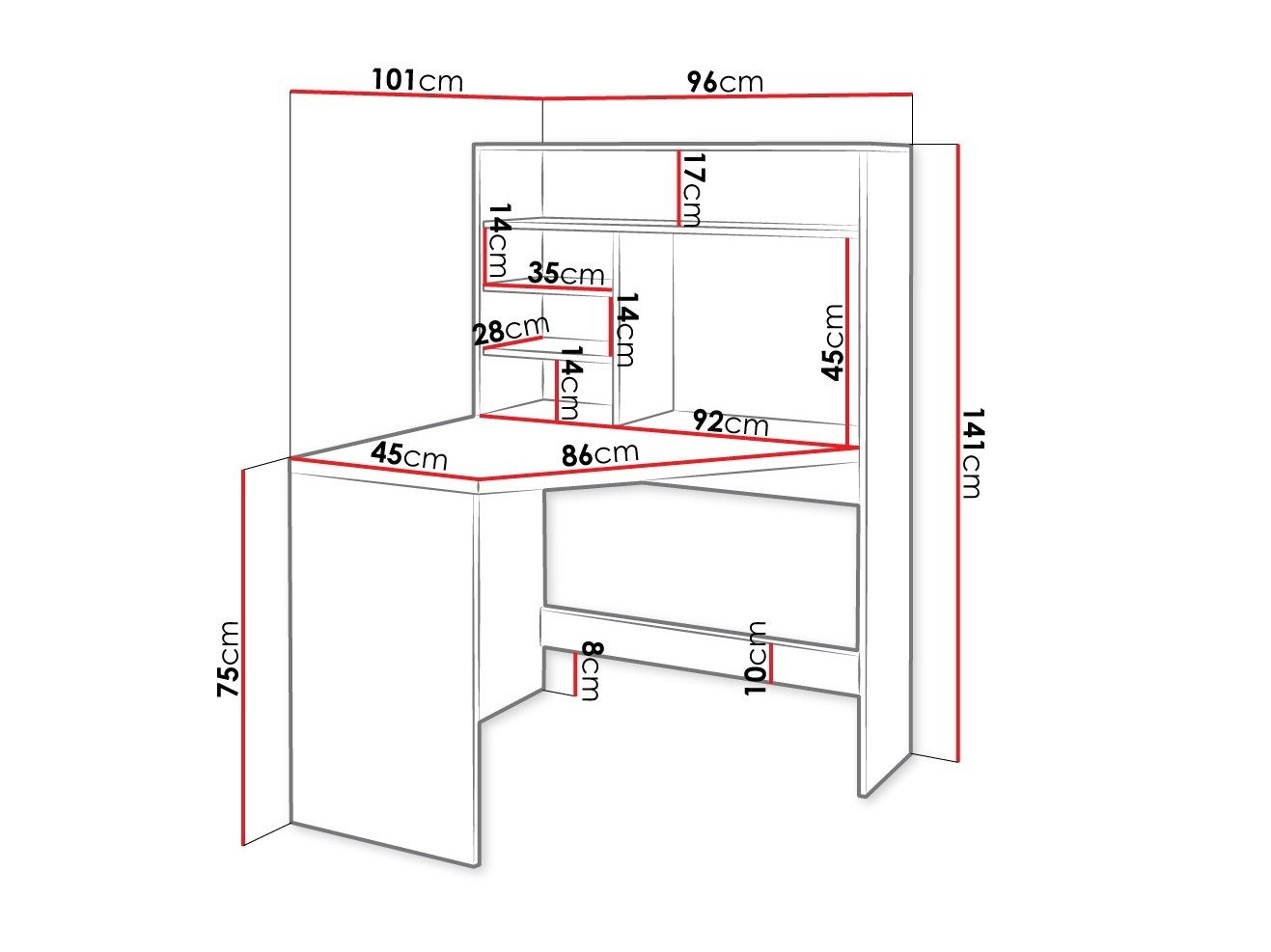 Bureau d'angle Claral (Blanc)