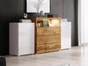Commode Sarasota 127 (Blanc + Blanc brillant + Chêne wotan)