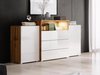 Commode Sarasota 127 (Chêne wotan + Blanc brillant)