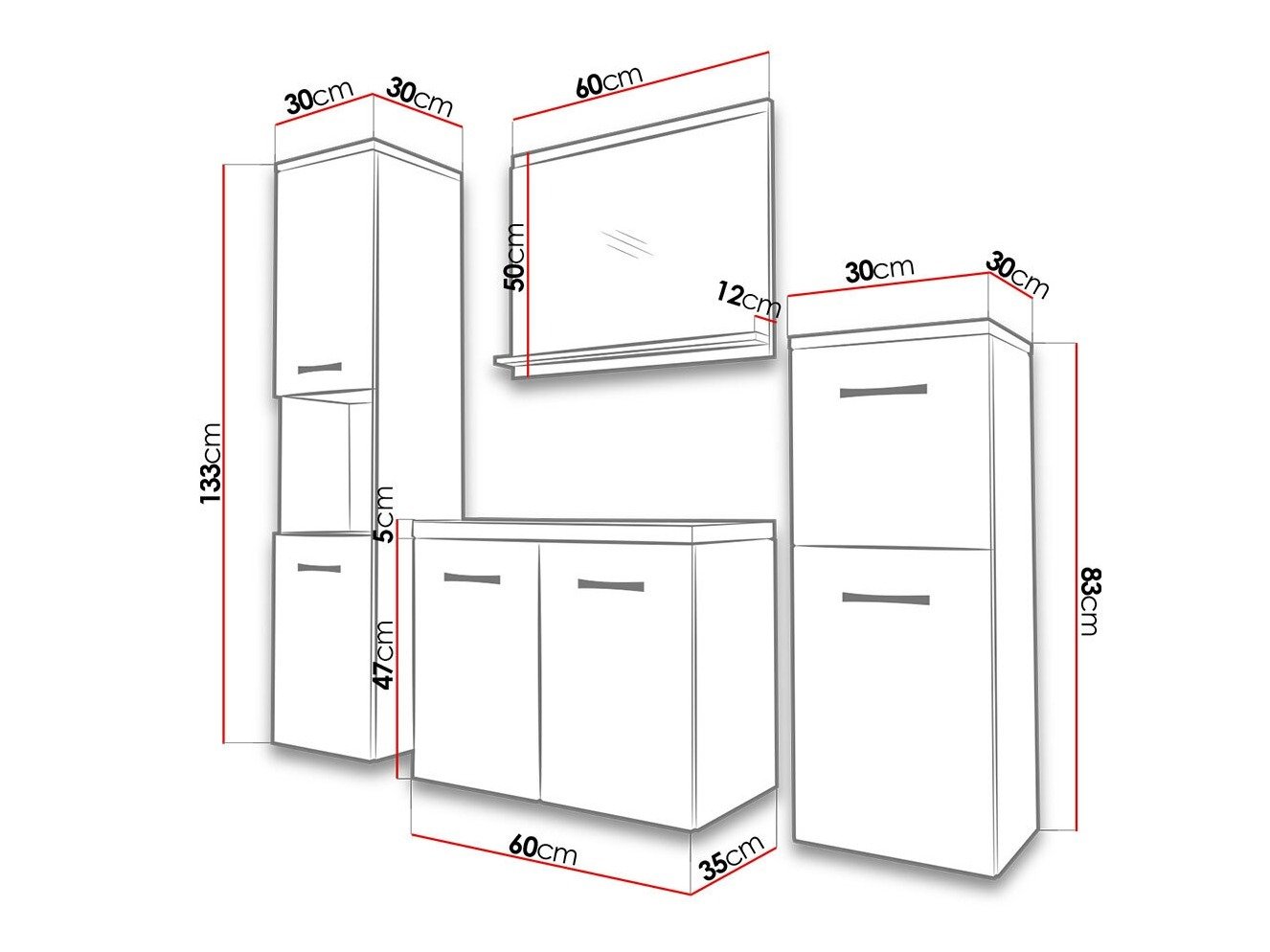 Ensemble de salle de bain Sarasota 108 (Matera gris + Châtaigne)