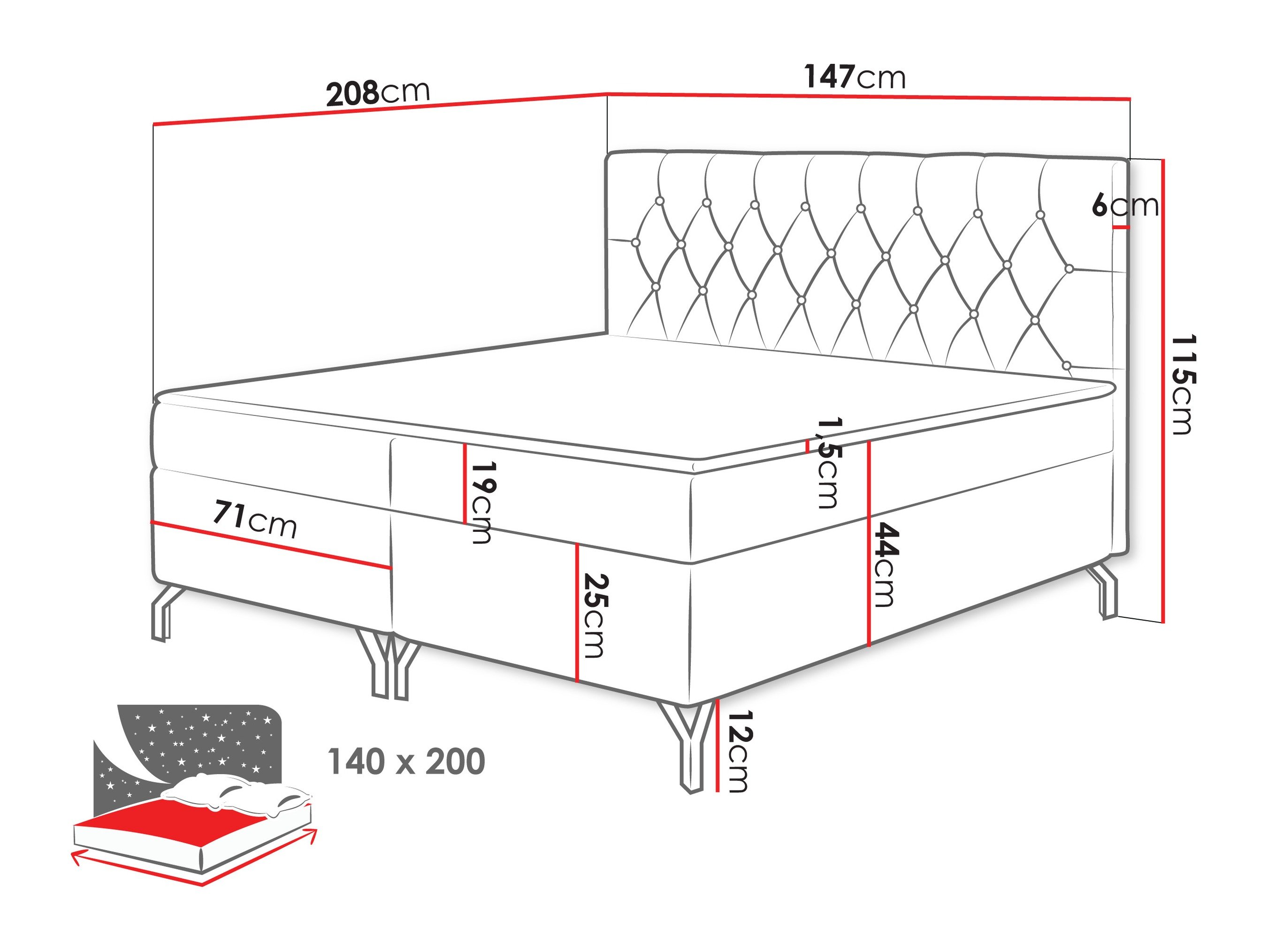 Lit boxspring Focus (Fresh 09)