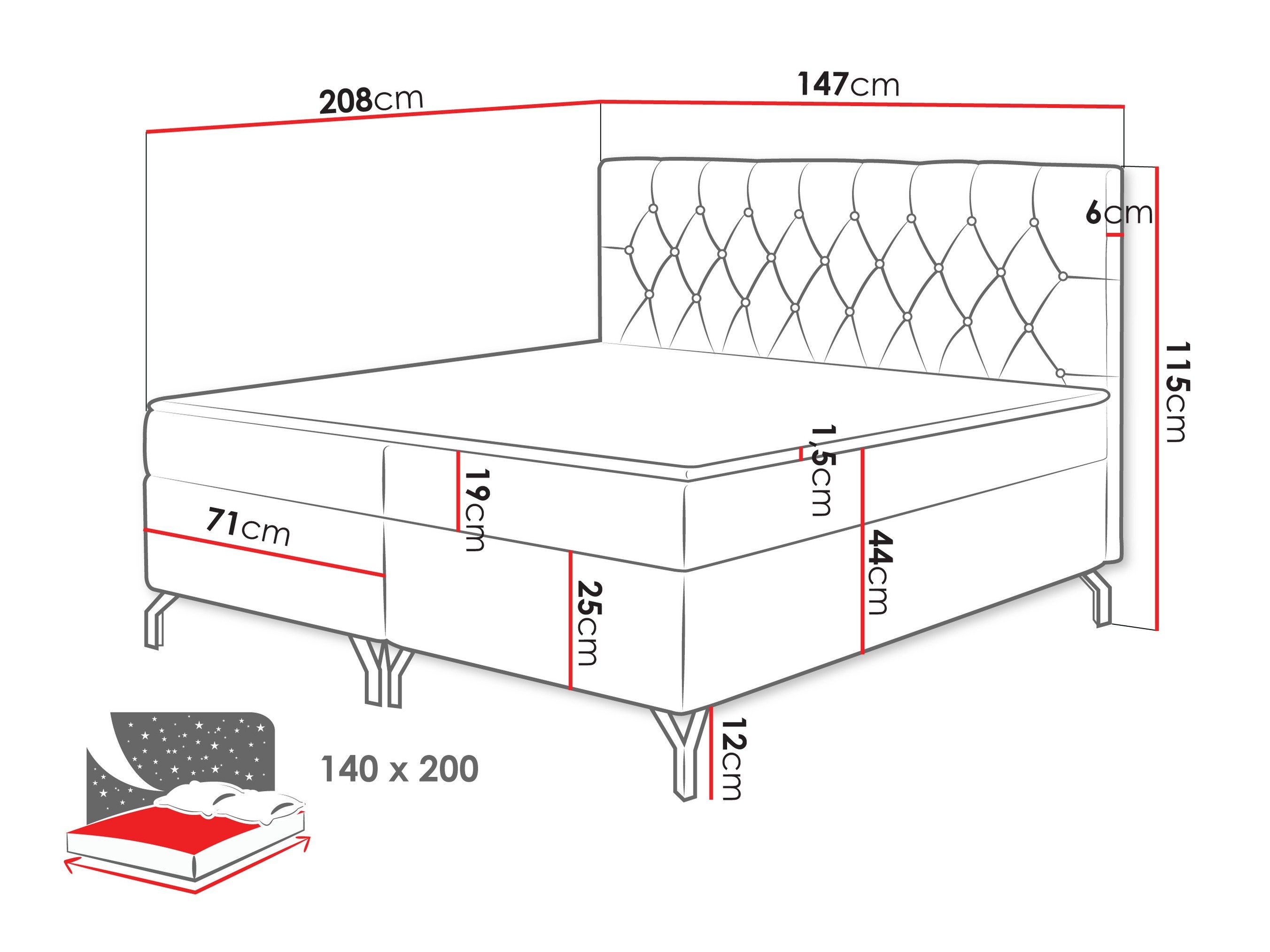 Lit boxspring Focus (Fresh 11)