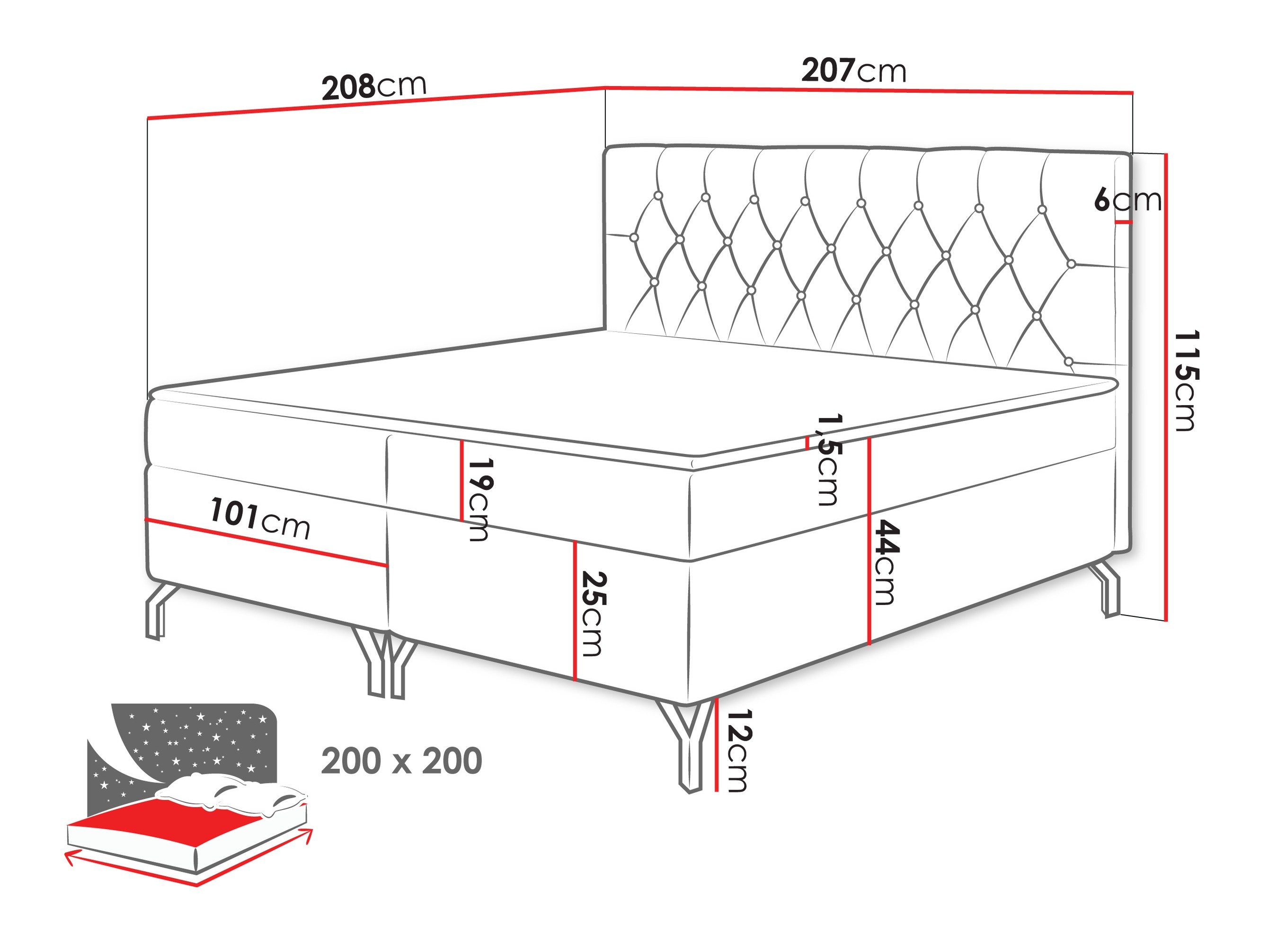 Lit boxspring Focus (Fresh 13)