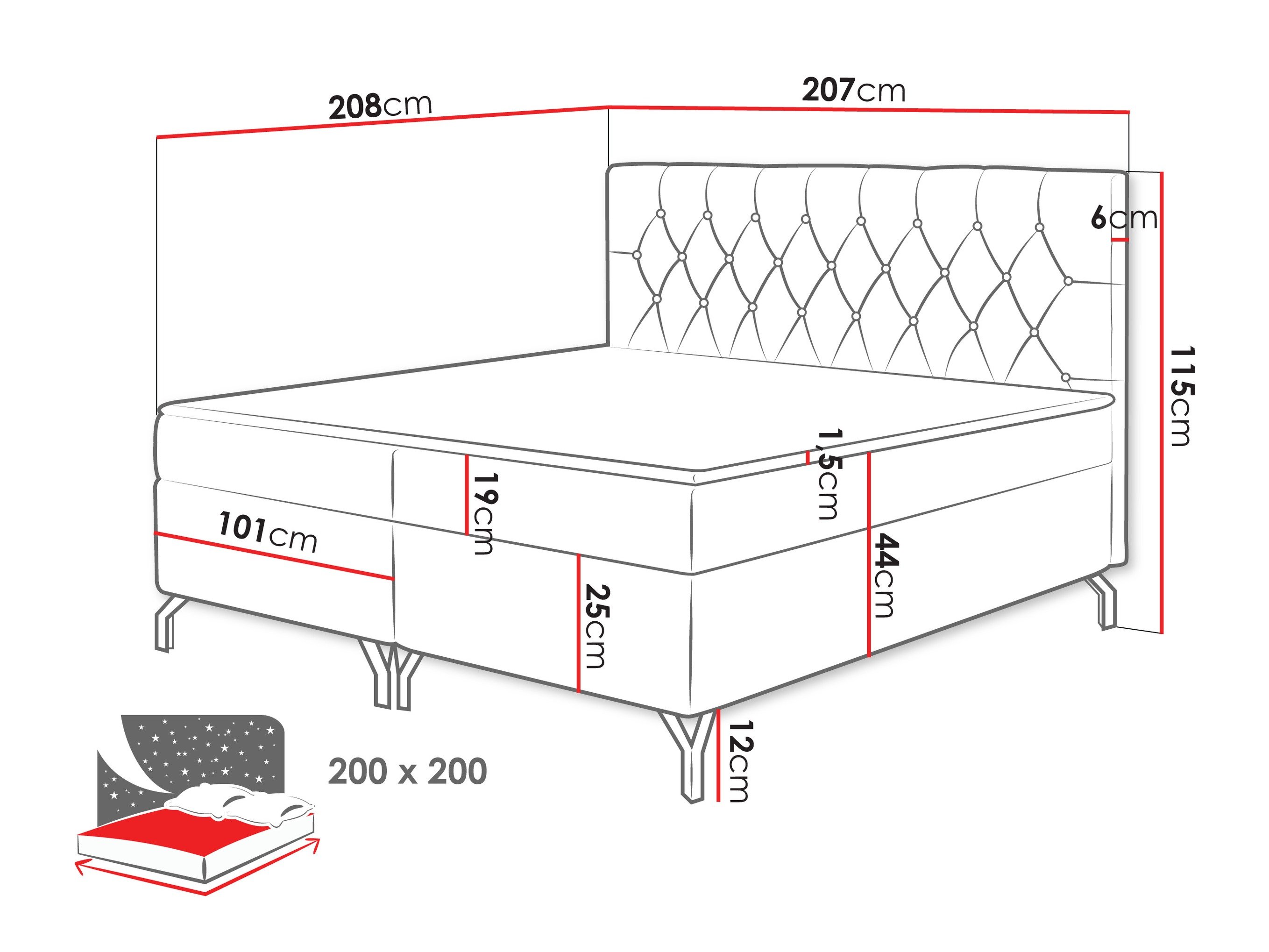 Lit boxspring Focus (Fresh 38)
