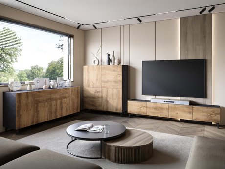 Ensemble de salon Levtive 104 (Matera gris + Châtaigne)