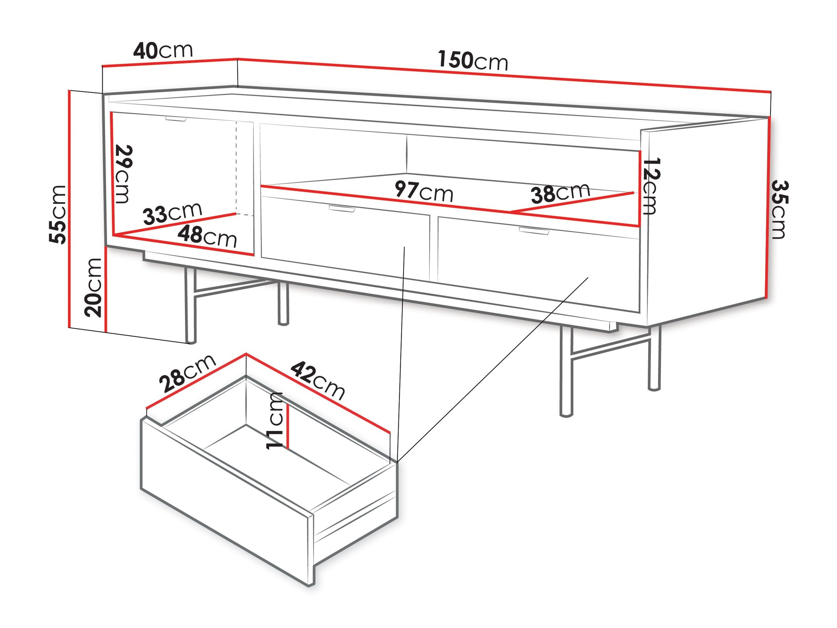 Meuble TV Studos (Noyer)