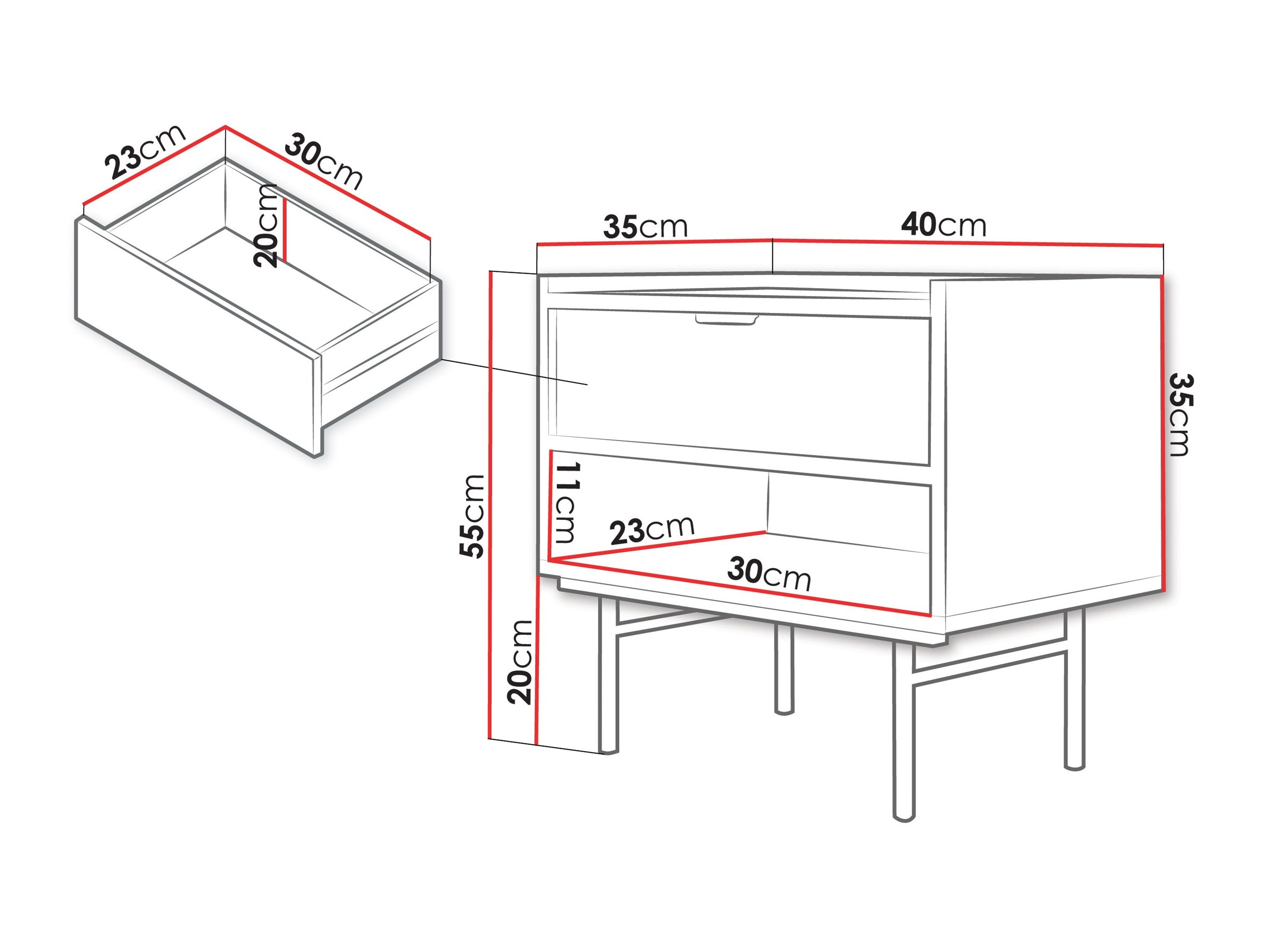 Table de chevet Studos (Noyer)